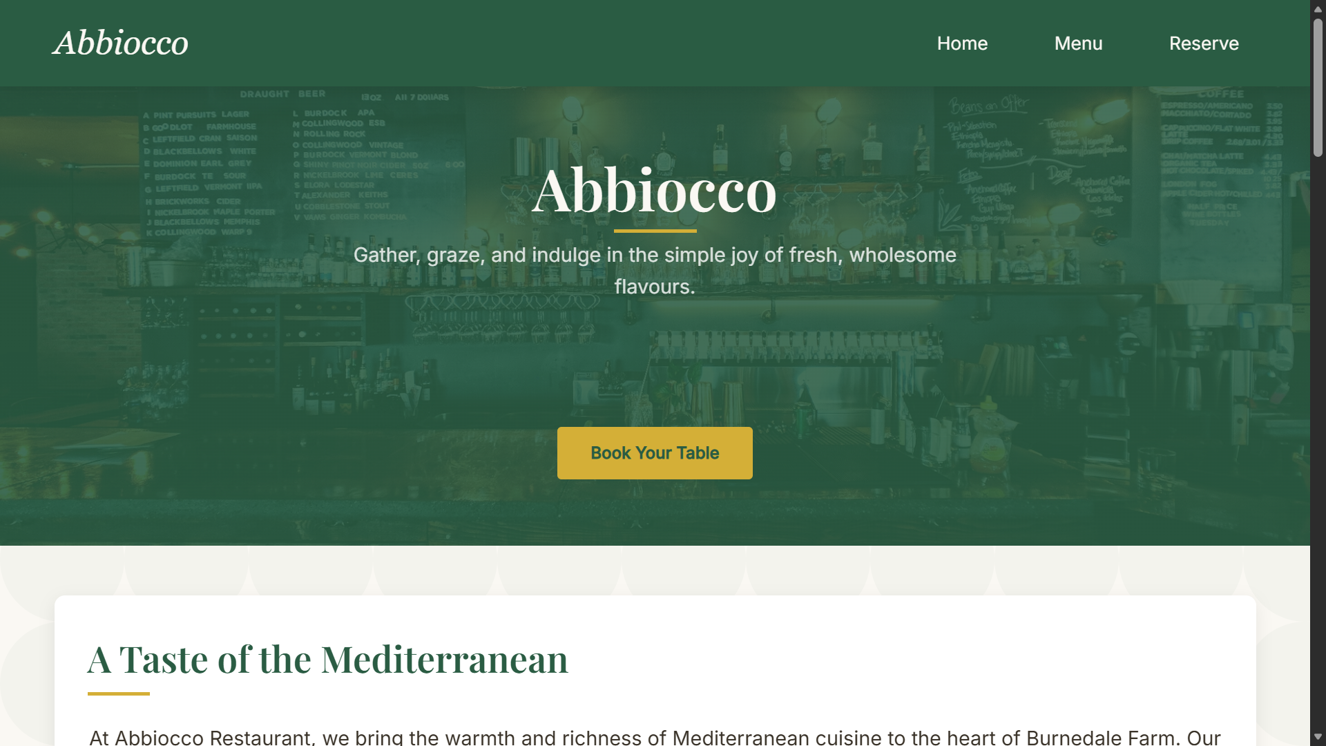 Restaurant Website Screenshot